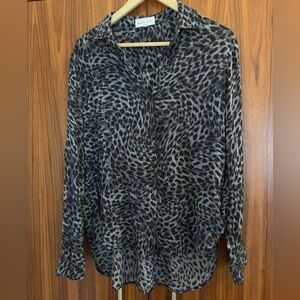 Bella Dahl Black and Gray Leopard Print Button Down Shirt